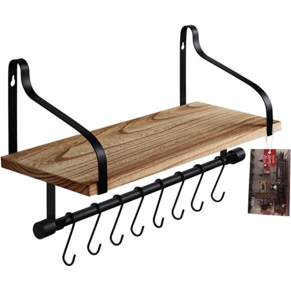 Coffee Mug Rack for Wall, Coffee Cup Holder Wall Mounted with 8 Hooks,Coffee Bar - Picture 1 of 6